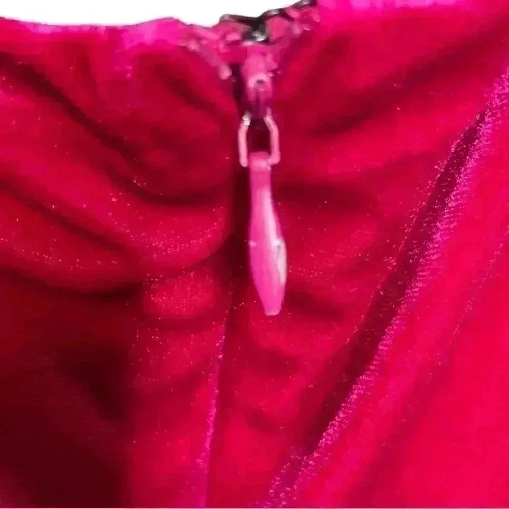 Yumi Kim Shannon Pink Fuschia Velvet Long Sleeve Mini Dress Size Medium - Picture 7 of 12